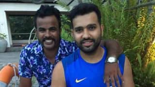 Rohit Sharma helps Sri Lankan fan during trouble Rohit Sharma helps Sri Lankan fan during trouble